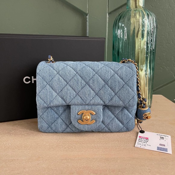 CHANEL Handbags - ❌SOLD❌NEW Chanel Denim Square Mini Pearl Crush Flap Bag 22C